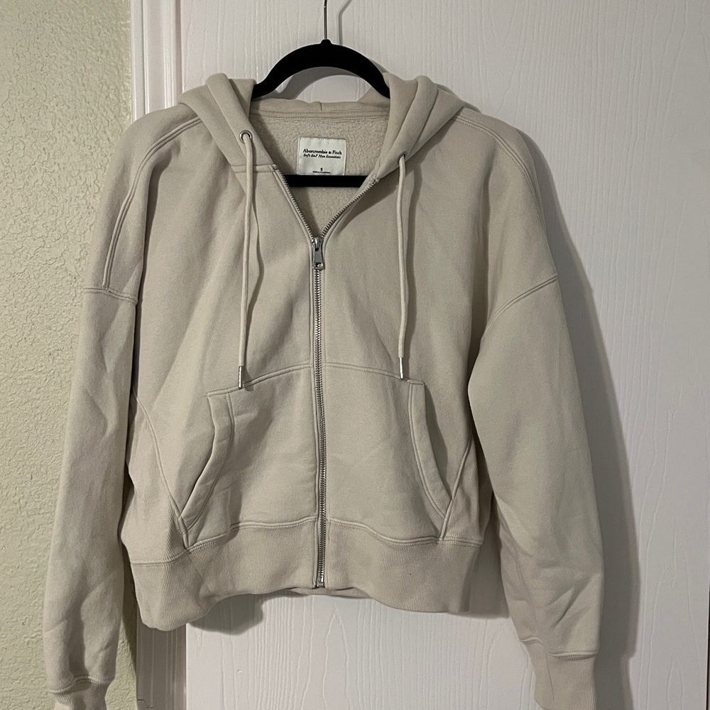 Abercrombie Cropped Essential Full Zip Hoodie